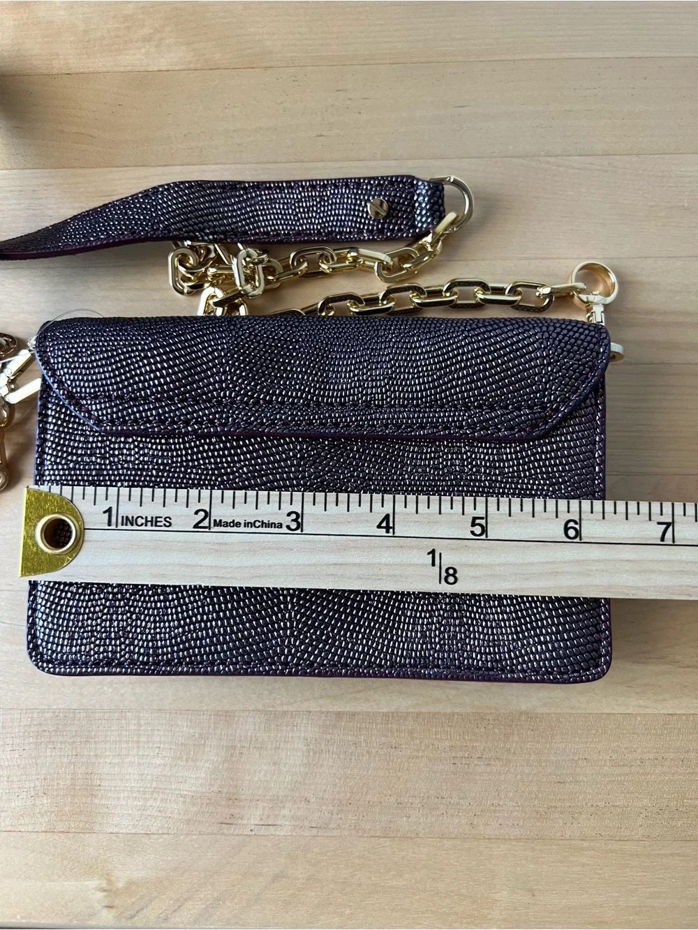 New Tory Burch Envelope Crossbody Bag in Dark Plum with Gold Chain